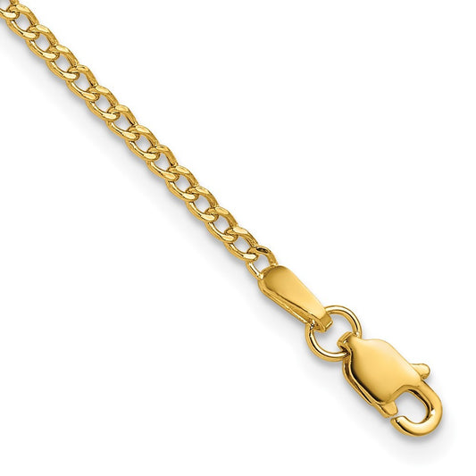 14k Yellow Gold 7 inch 1.85mm Semi-Solid Curb Bracelet