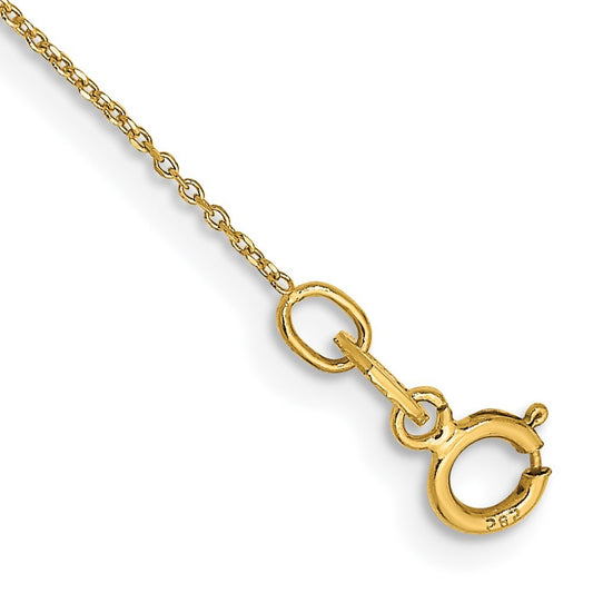 14k Yellow Gold 10" .6mm Diamond-cut Round Open Link Cable Anklet