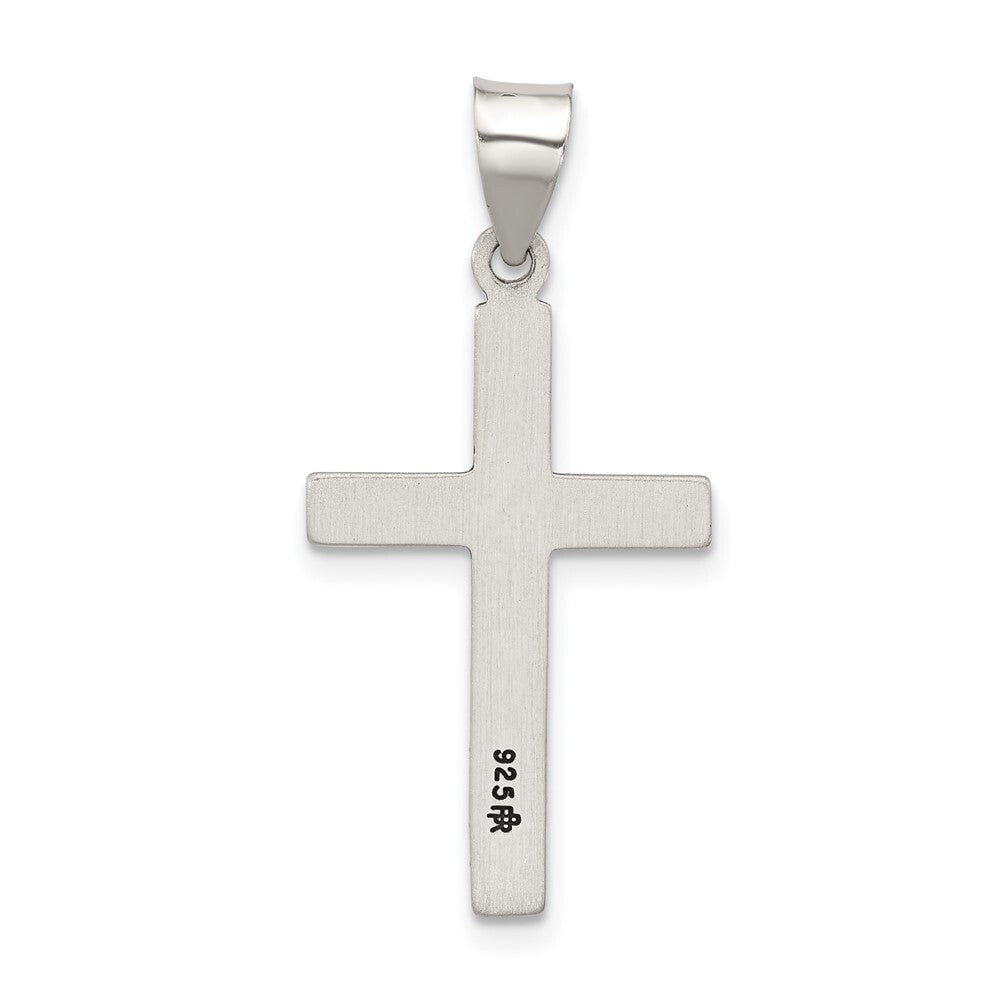 Sterling Silver Antiqued Solid Textured Cross Pendant