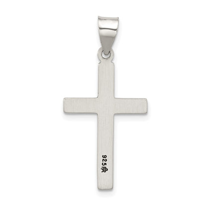Sterling Silver Antiqued Solid Textured Cross Pendant