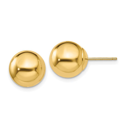 14k Yellow Gold Polished 10mm Ball Stud Earrings Gift for Women