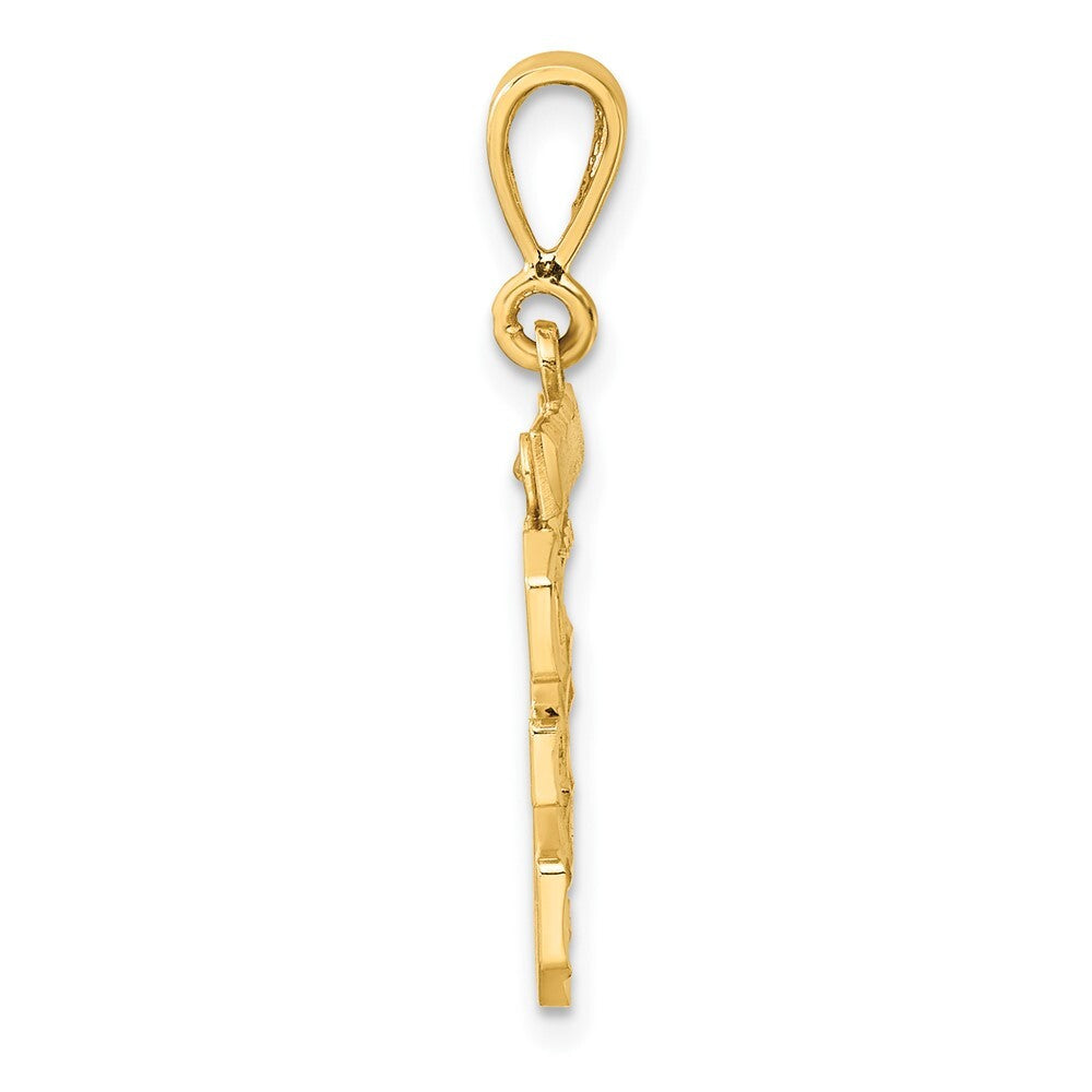 14k Yellow Gold Medium Diamond-cut Number 35 Charm Pendant for Women