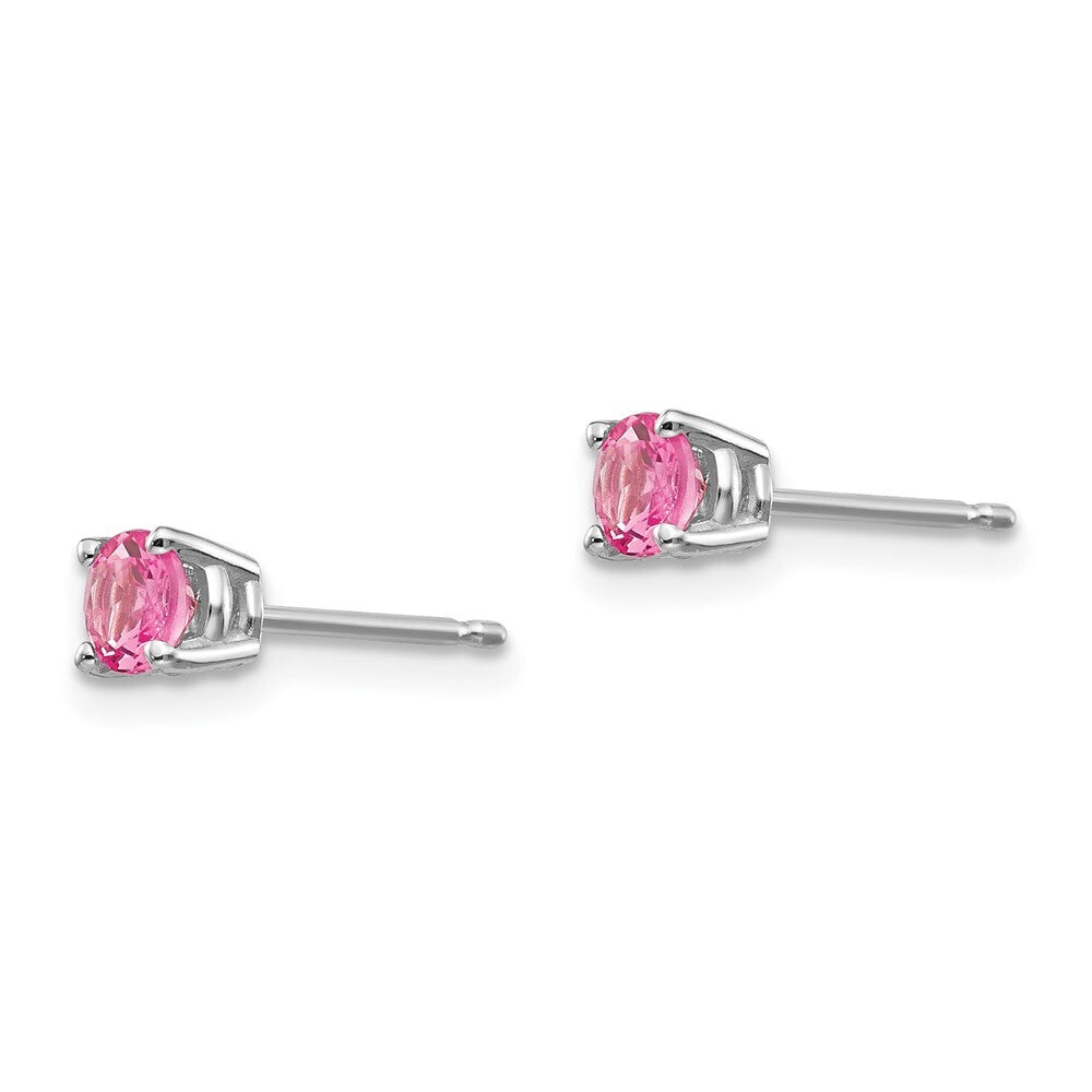 14k White Gold Pink Spinel Stud Earrings Gift for Women