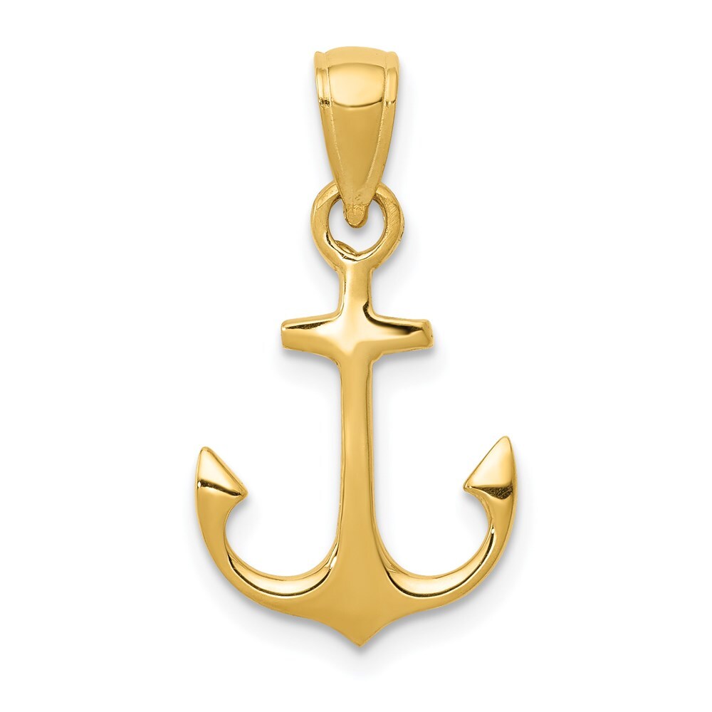 14k Yellow Gold Anchor Pendant for Women