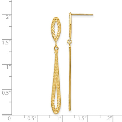 14k Yellow Gold Diamond-cut Dangle Earrings