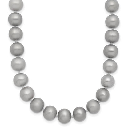 14k Yellow Gold 7-8mm Grey Near Round Freshwater Cultured Pearl 20 inch Necklace