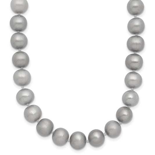 14k Yellow Gold 7-8mm Grey Near Round Freshwater Cultured Pearl 20 inch Necklace