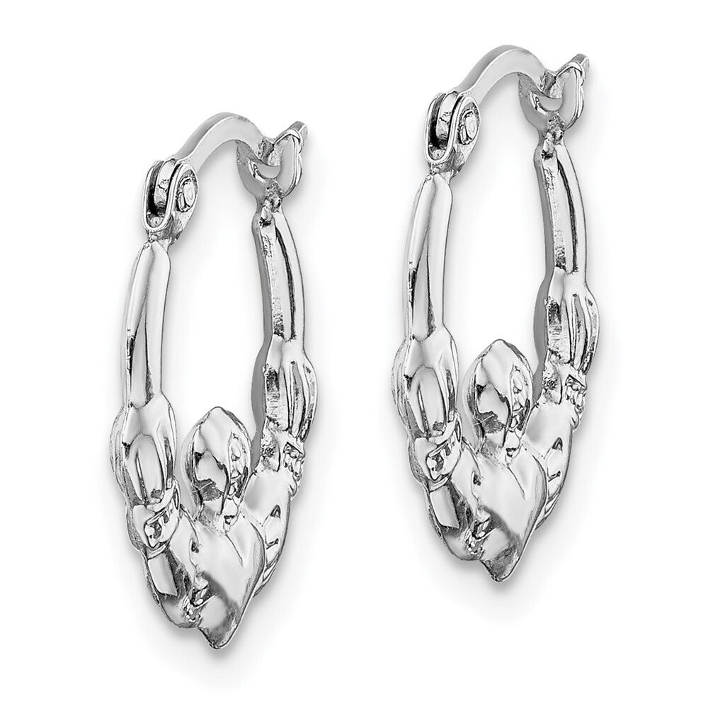 14k White Gold Claddagh Hoop Earrings Gift for Women