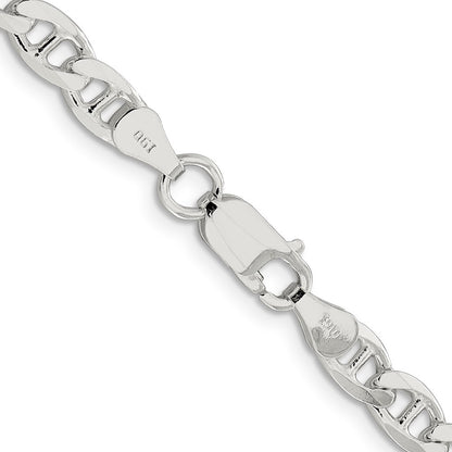 Sterling Silver 5.7mm Diamond-Cut Flat Anchor Curb Chain Necklace