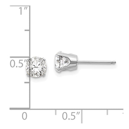 14k White Gold 5mm White Topaz Stud Earrings Gift for Women