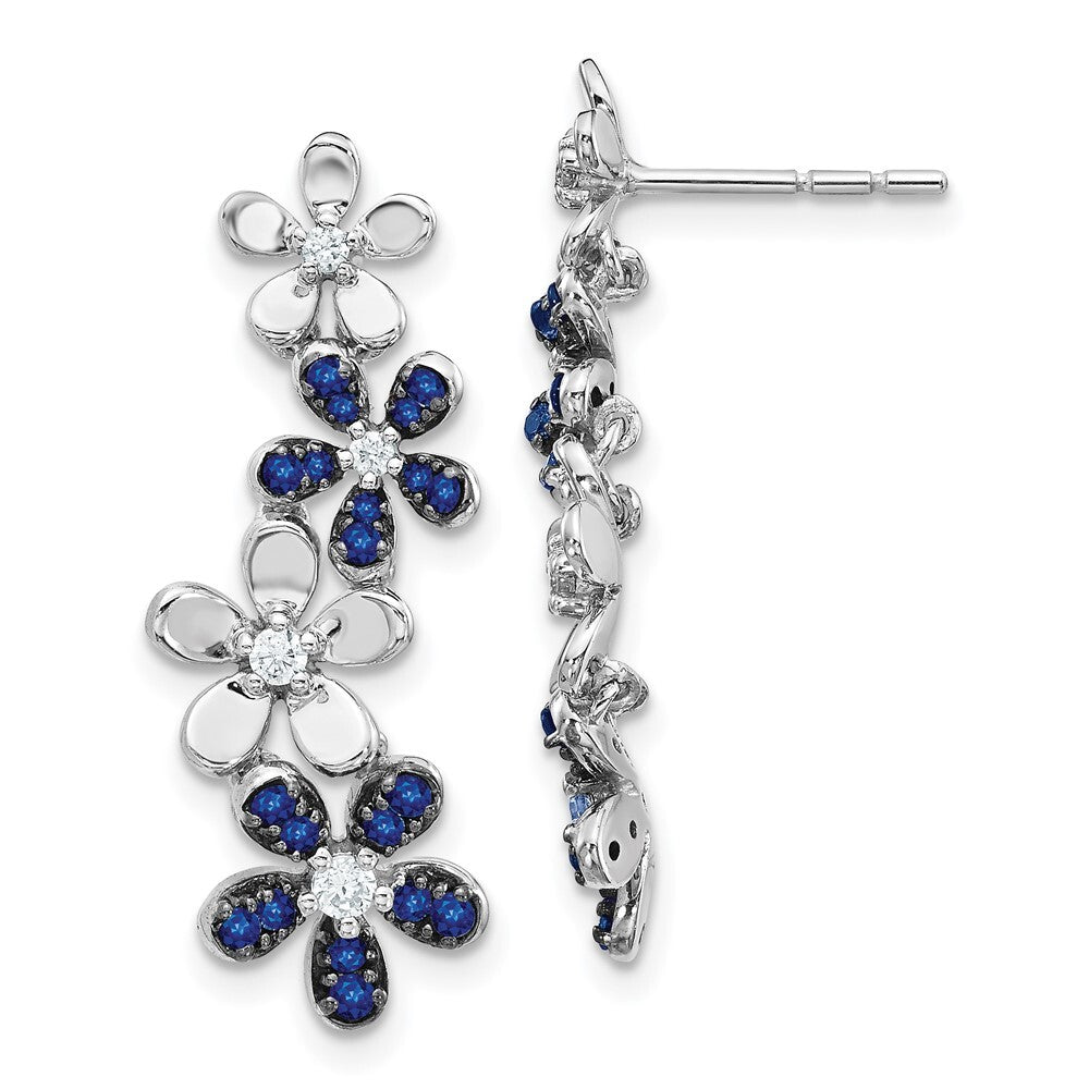 14k White Gold Diamond and Sapphire Drop & Dangle Earrings