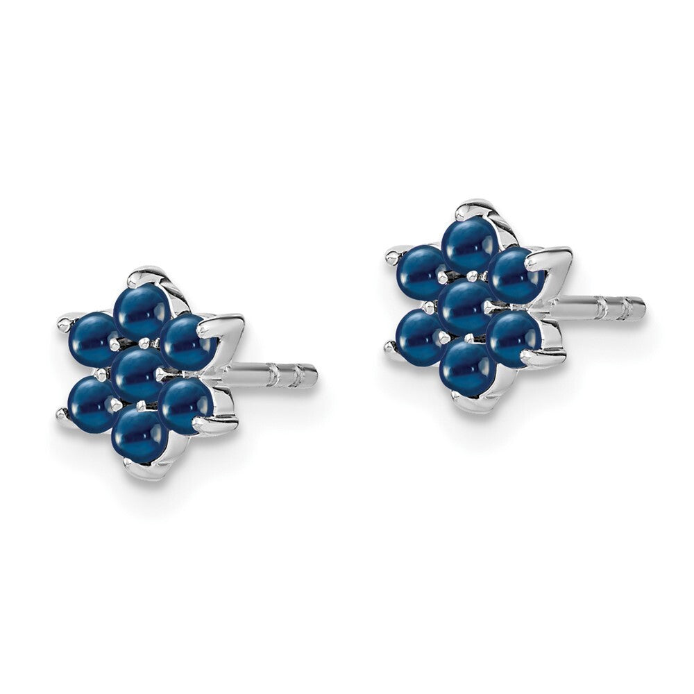 14k White Gold Sapphire Floral Stud Earrings