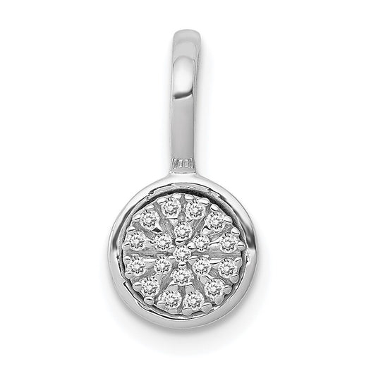14k White Gold 1/10ct. Diamond Circle Cluster Pendant for Women