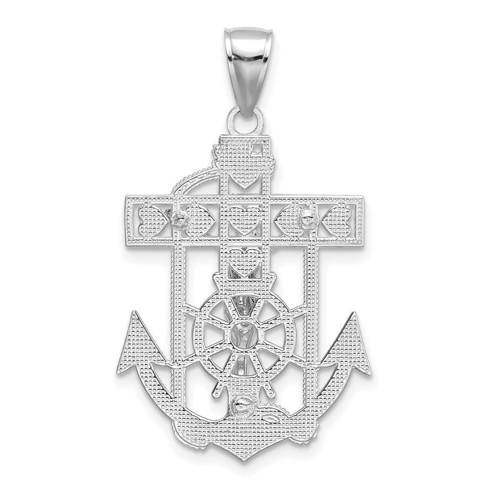 14k White Gold Mariner's Crucifix Pendant for Women