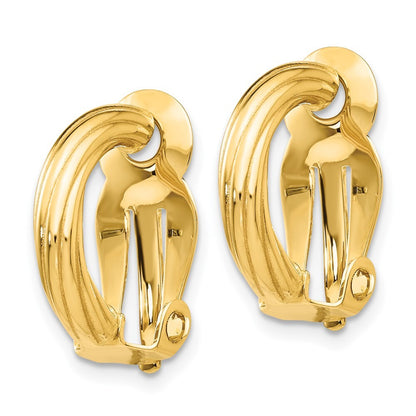 14k Yellow Gold Non-Pierced Stud Earrings Gift for Women