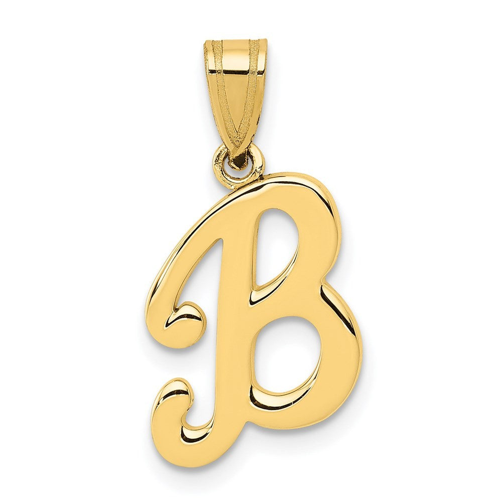 14k Yellow Gold Script Letter B Initial Pendant