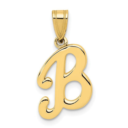 14k Yellow Gold Script Letter B Initial Pendant
