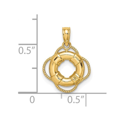 14k Yellow Gold 3D Lifesaver Charm