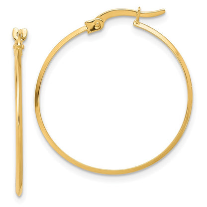 14k Yellow Gold Polished Knife Edge Hoop Earrings