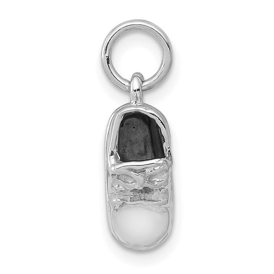 14k 3D White Gold Baby Shoe Charm Pendant