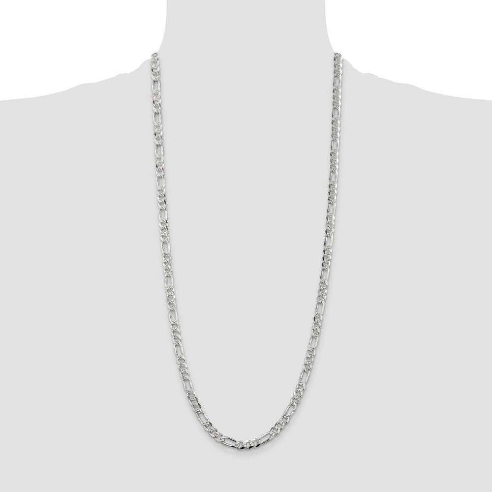 Sterling Silver 5.5mm Pav� Flat Figaro Chain