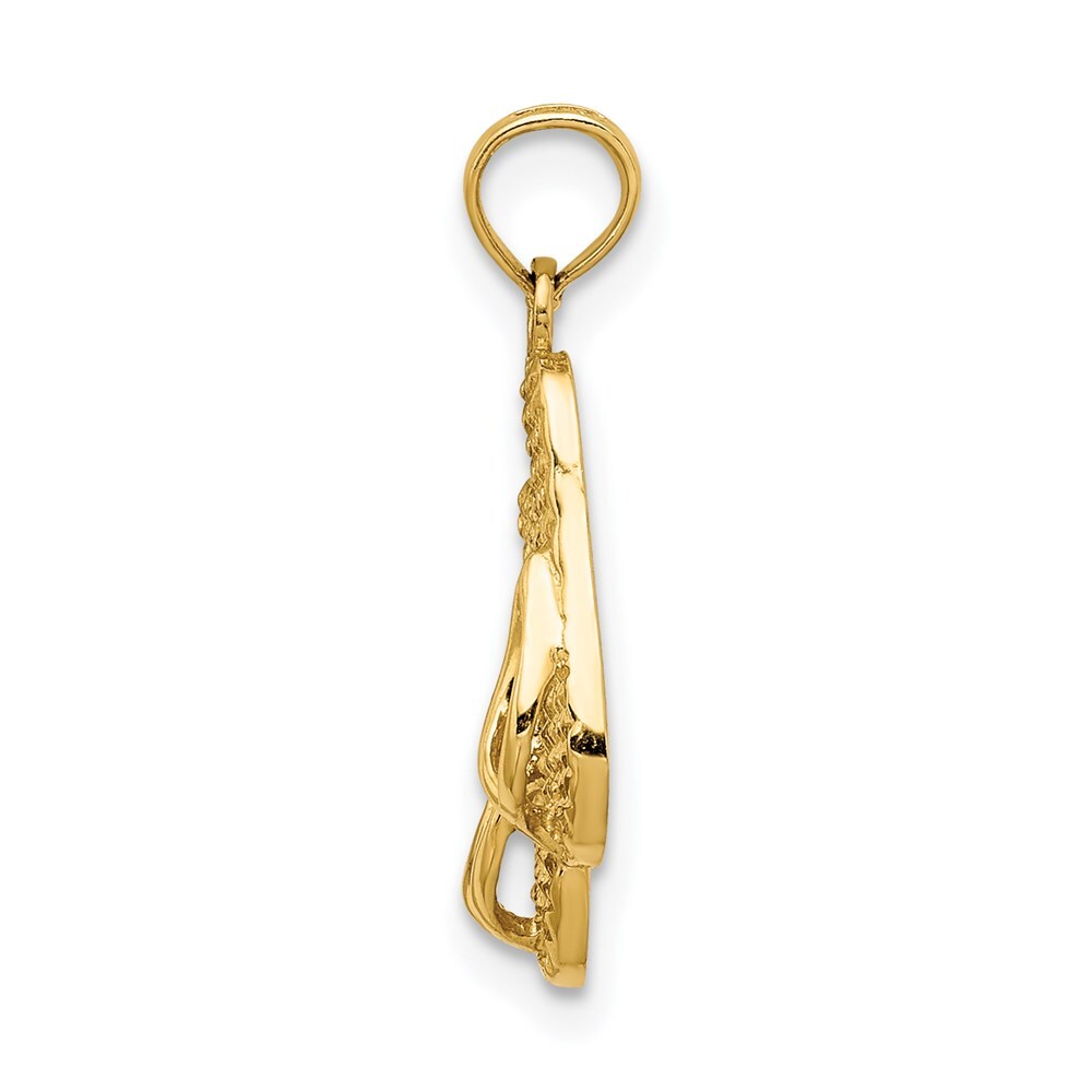 14k Yellow Gold 3D CAPE COD Double Flip-Flop Charm Pendant for Women