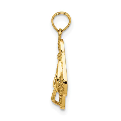 14k Yellow Gold 3D CAPE COD Double Flip-Flop Charm Pendant for Women