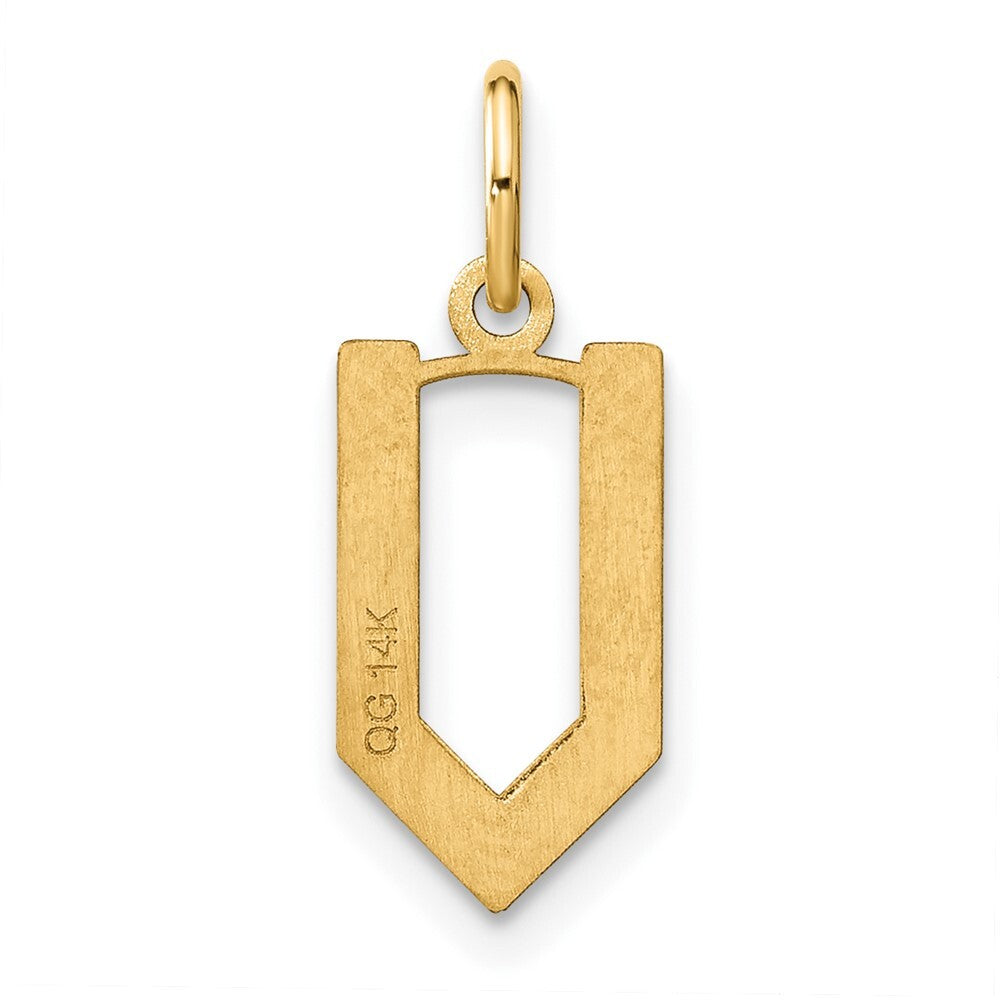 14k Yellow Gold Letter V Initial Pendant for Women