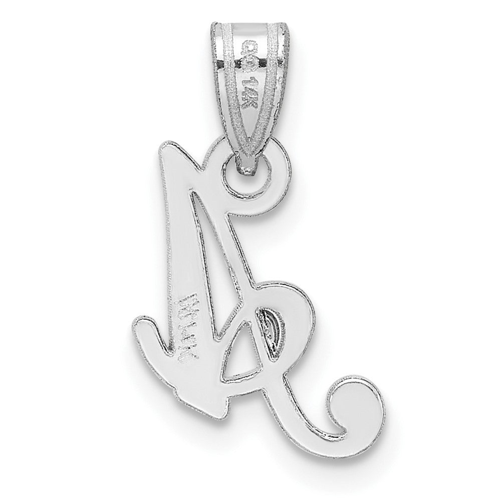 14k White Gold Script Letter A Initial Pendant