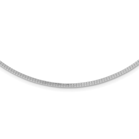Sterling Silver Rhodium-plated 2mm with 2 inch Extention Cubetto Chain Necklace