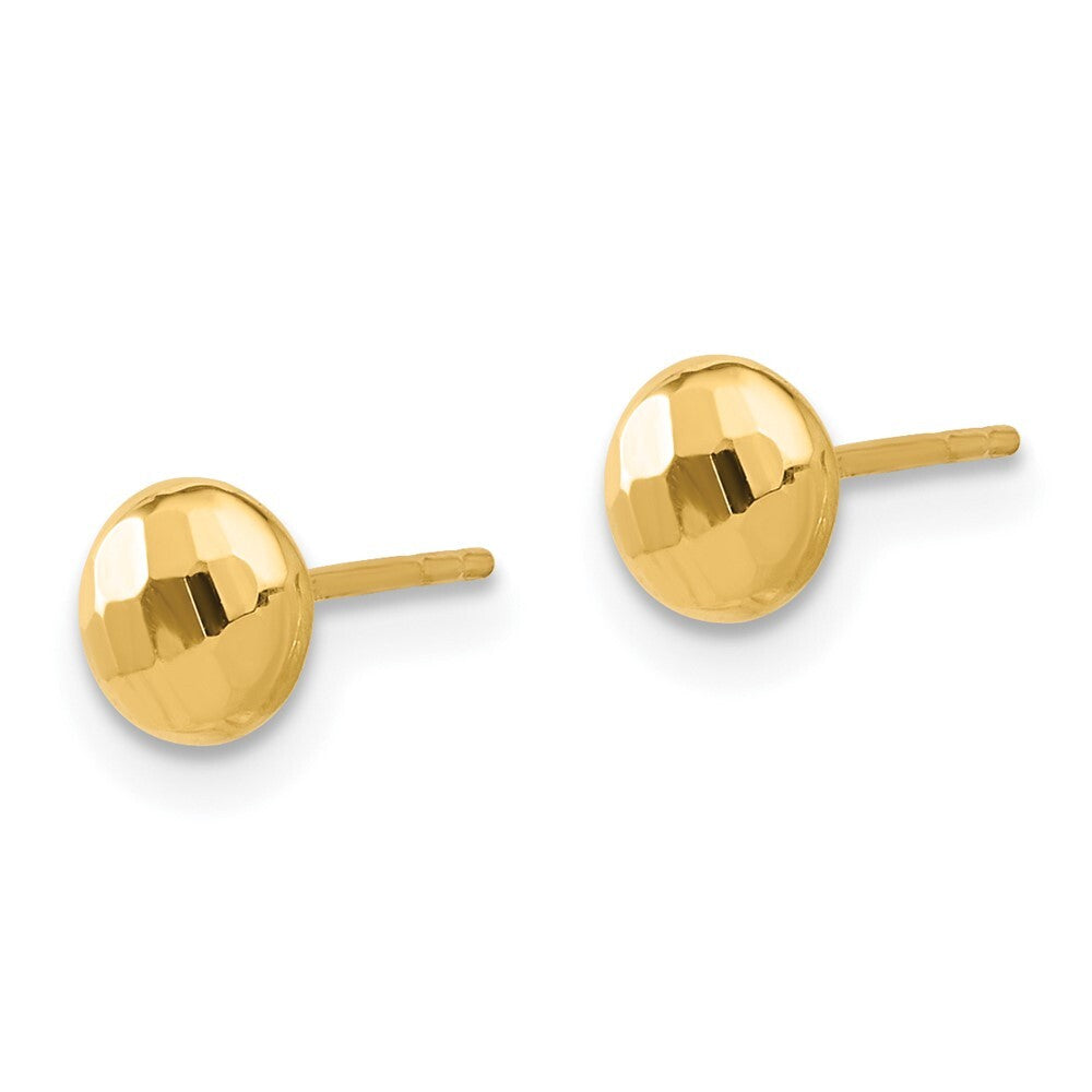 14k Yellow Gold Polished and Diamond-cut 5.5mm Button Stud Earrings