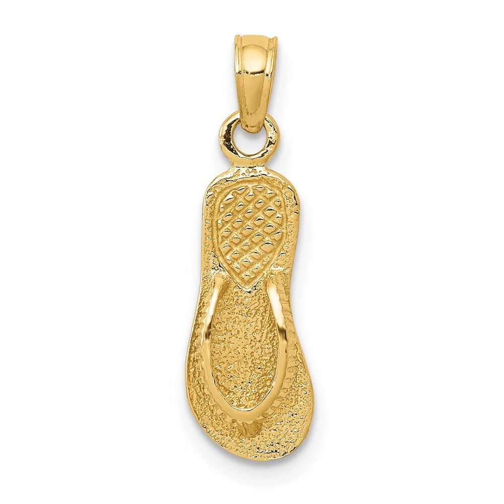 14k Yellow Gold 3D Single Flip-Flop Pendant for Women