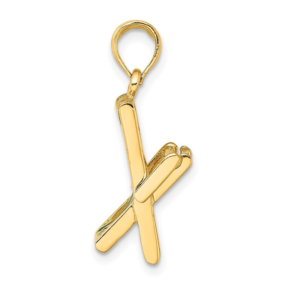 14k Yellow Gold 3-D Moveable Multi-Color Beach Lounge Chair Charm Pendant