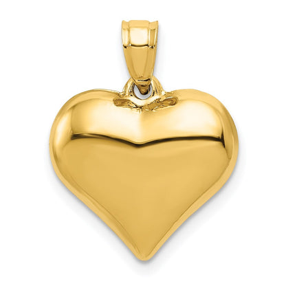 14k Yellow Gold Polished 3-D Puffed Heart Pendant for Women