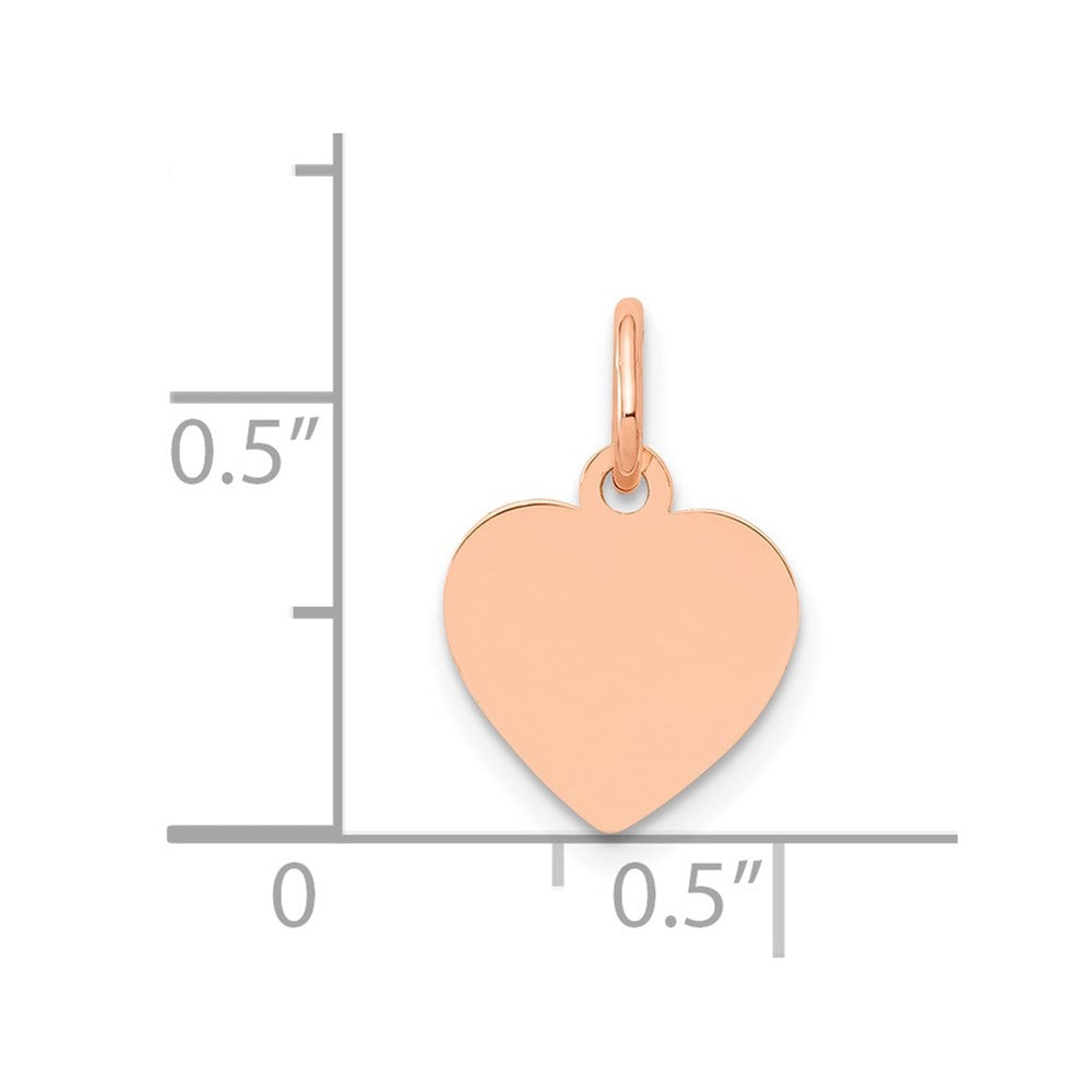 14K Rose Gold Polished Engravable 10mm Heart Disc Pendant