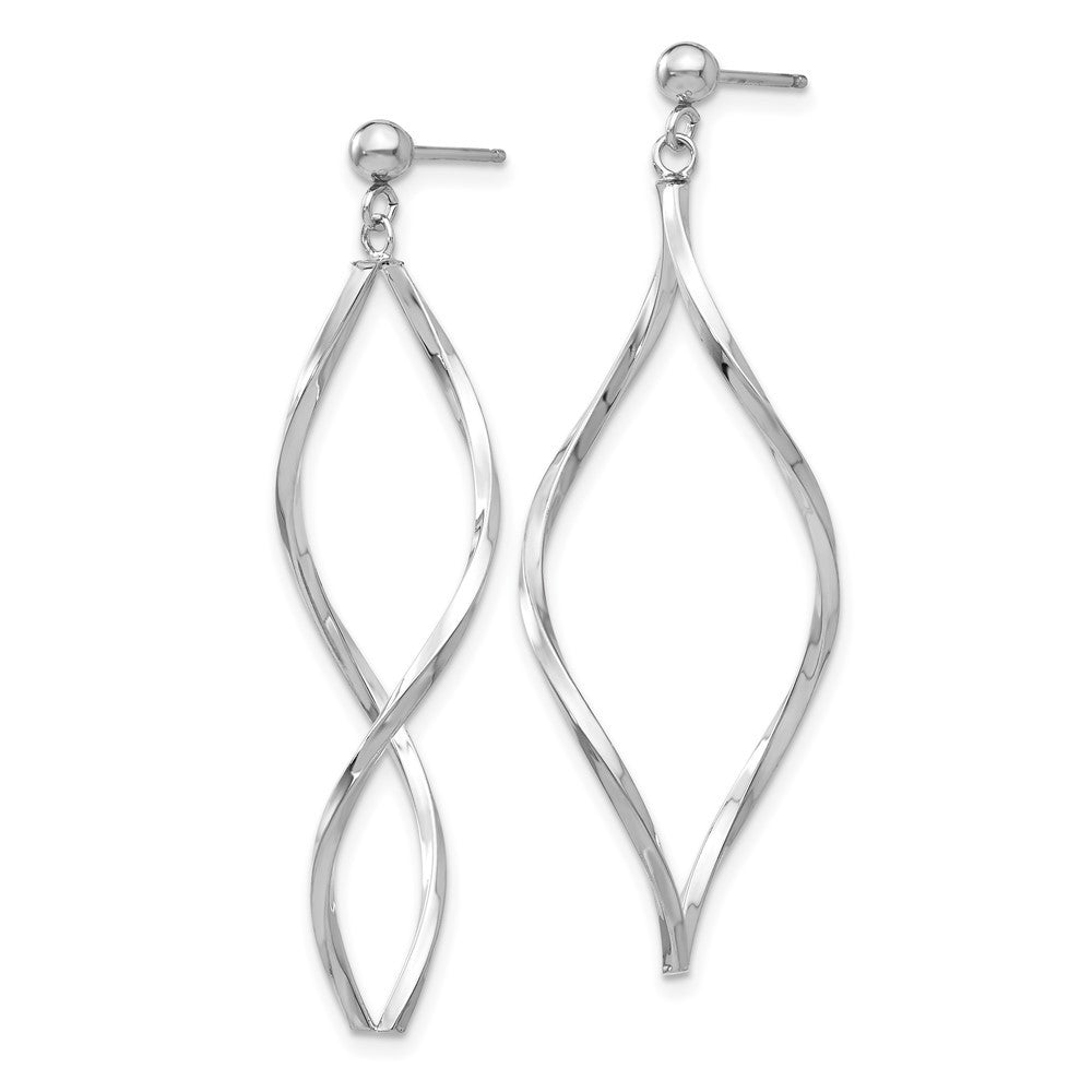 14k White Gold Twisted Dangle Earrings