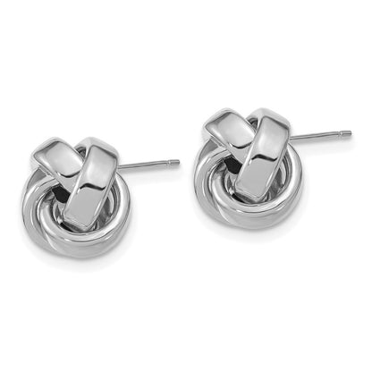 14k White Gold Polished Love Knot Stud Earrings Gift for Women