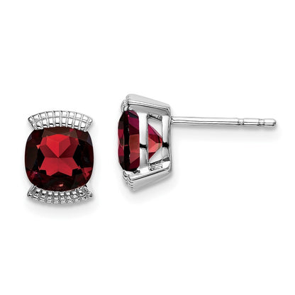 14k White Gold Garnet Stud Earrings