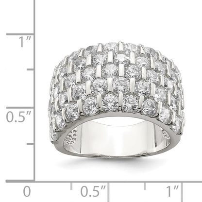 Sterling Silver Rhodium-plated Cubic Zirconia Wide Band Ring Size 6