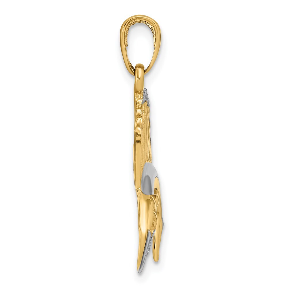 14k Yellow Gold Rhodium Sailfish Pendant