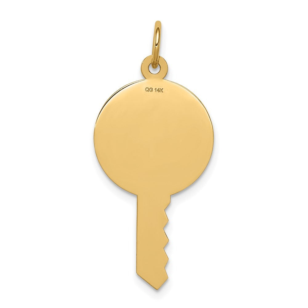 14k Yellow Gold Plain .011 Gauge Engravable Key Charm