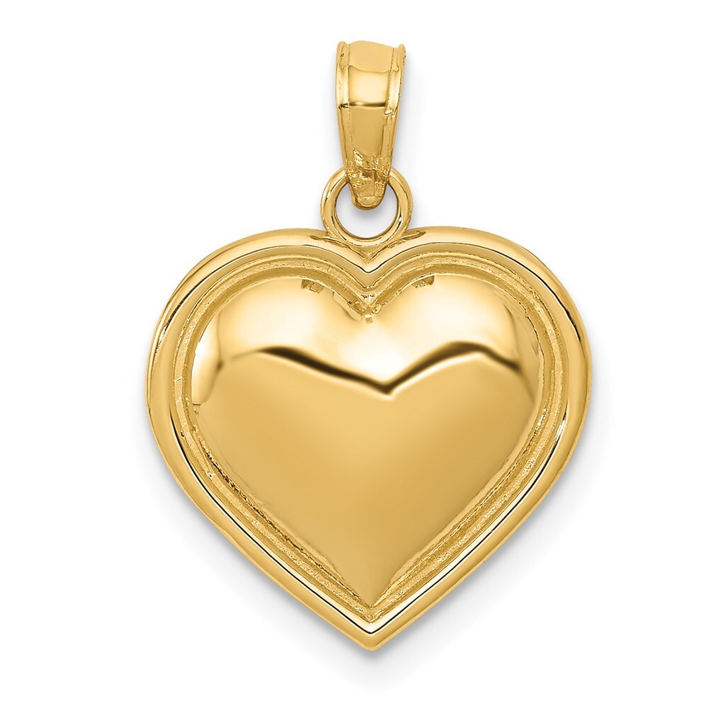 14k Yellow Gold Polished Domed Heart Pendant for Women