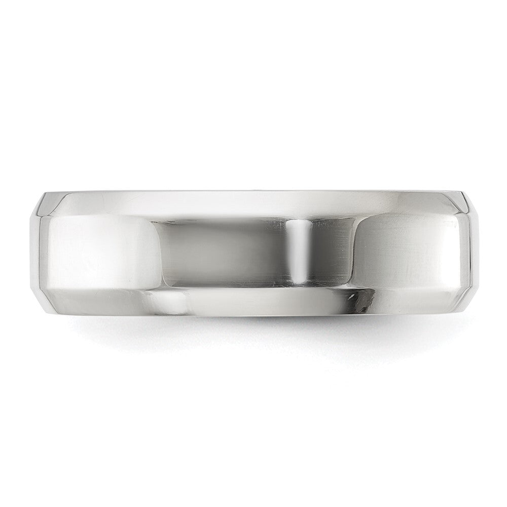 Sterling Silver Rhodium-plated 6mm Bevel Edge Size 11 Band Ring