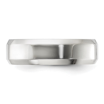 Sterling Silver Rhodium-plated 6mm Bevel Edge Size 11 Band Ring