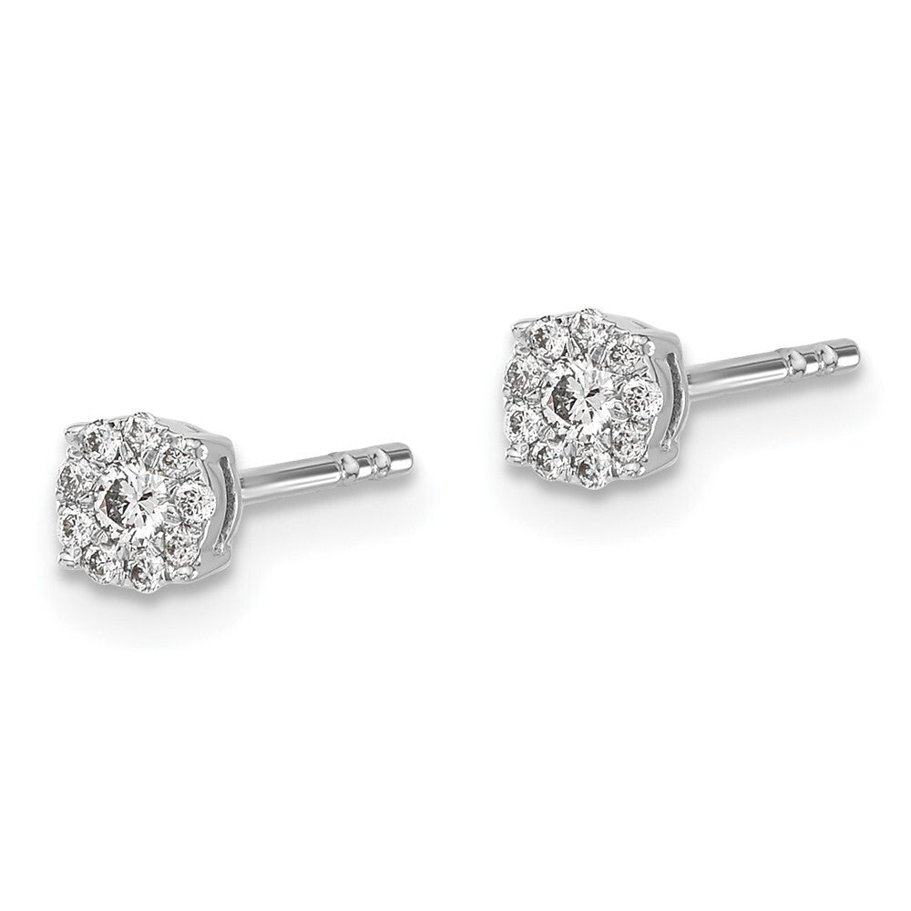 14k White Gold Diamond Cluster Stud Earrings
