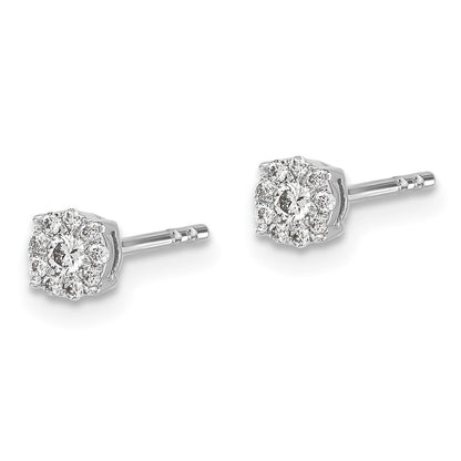 14k White Gold Diamond Cluster Stud Earrings