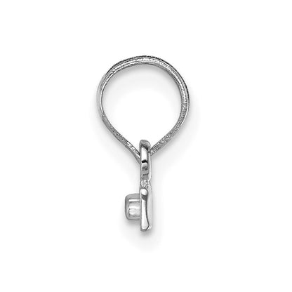 14K White Small Brushed Diamond-cut Number Top Charm
