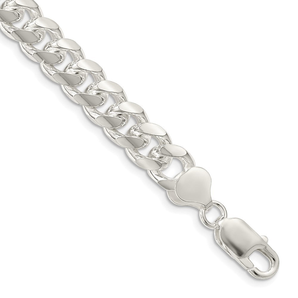 Sterling Silver 8.5mm Domed w/ Side Diamond-Cut Curb Chain Bracelet