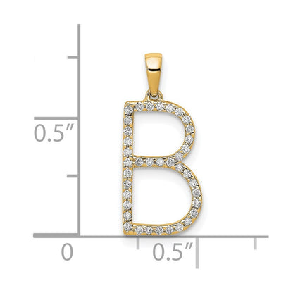 14k Yellow Gold Diamond Letter B Initial Pendant