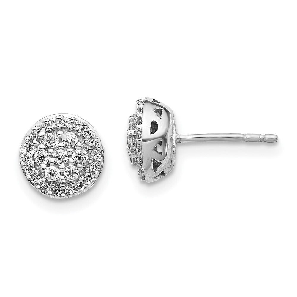 14k White Gold Diamond Cluster Stud Earrings